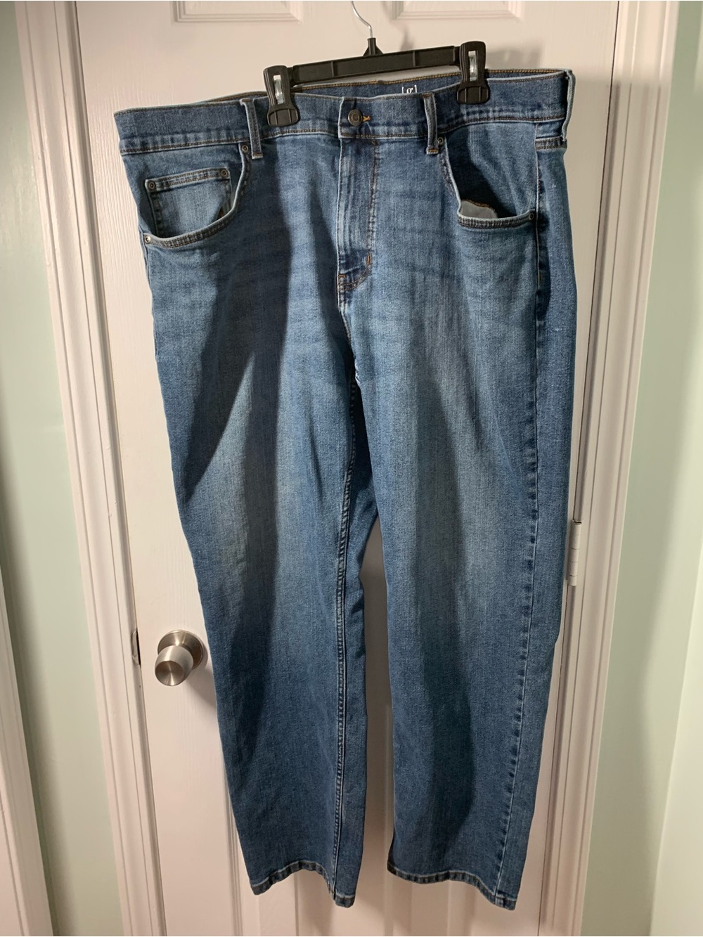 George Men's Straight Relaxed Fit Jeans in Medium Blue Denim